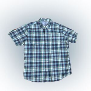 IZOD Saltwater Blue Plaid Men's Relaxed Classic Button Up Shirt Sz XXL